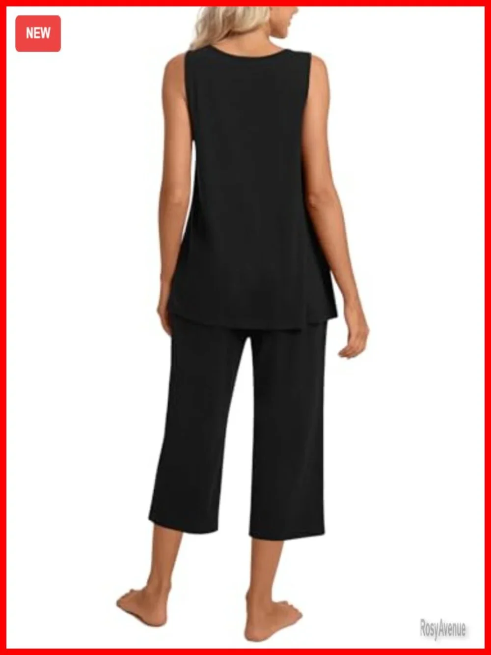 Women's Sleeveless Capri Pajama Set with Pockets - Soft Rayon Lounge Set